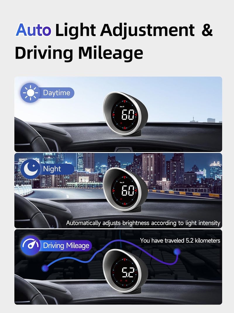 MOMAN Heads Up Display for Cars HS1, Car HUD Speedometer MPH KM/H Compass Direction USB Cable Plug & Play Over Speed Alert Fatigue Driving Reminder for Most Vehicles - Image 4
